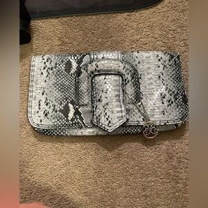 Vieta Leather Hand Bag Clutch Black and White Snakeskin LIKE NEW!!!